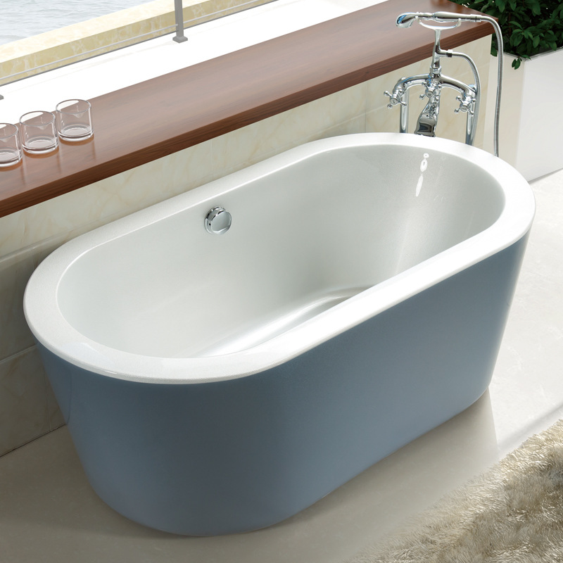 Bồn tắm nằm Acrylic hình oval màu ngọc trai xám pha lê - NH1019