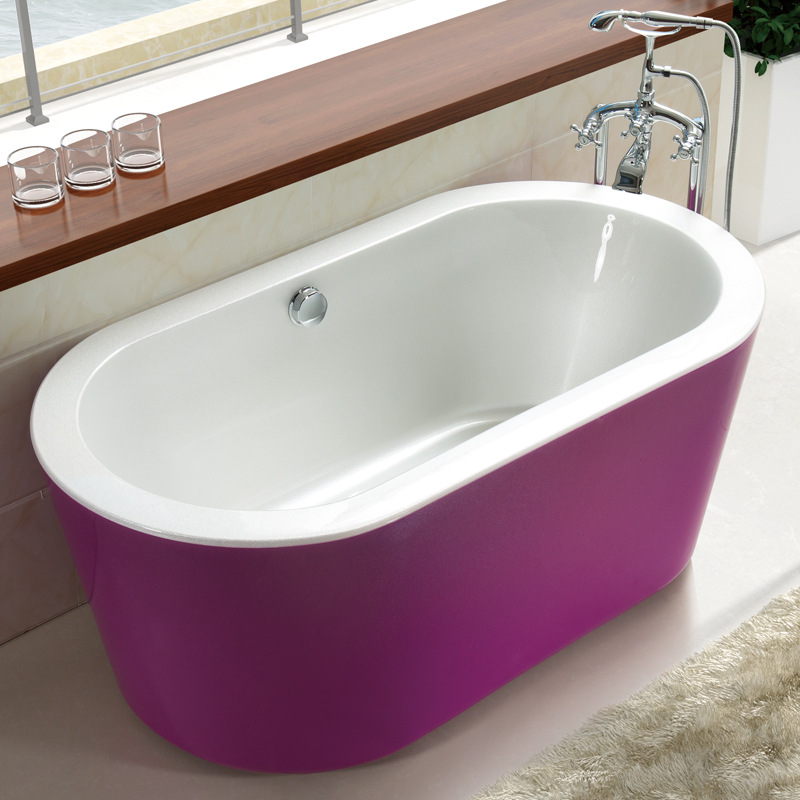 Bồn tắm nằm Acrylic hình oval màu ngọc trai tím pha lê - NH1022